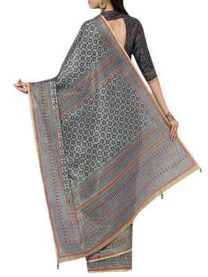 blue cotton blend half & half saree with blouse - 15180750 - Standard Image - 2