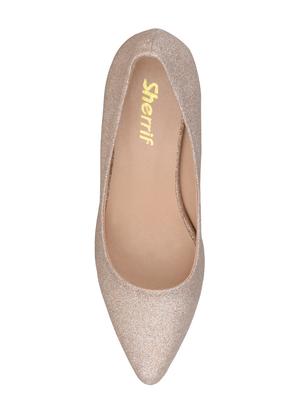 gold faux leather slip on pumps - 15181033 - Standard Image - 4