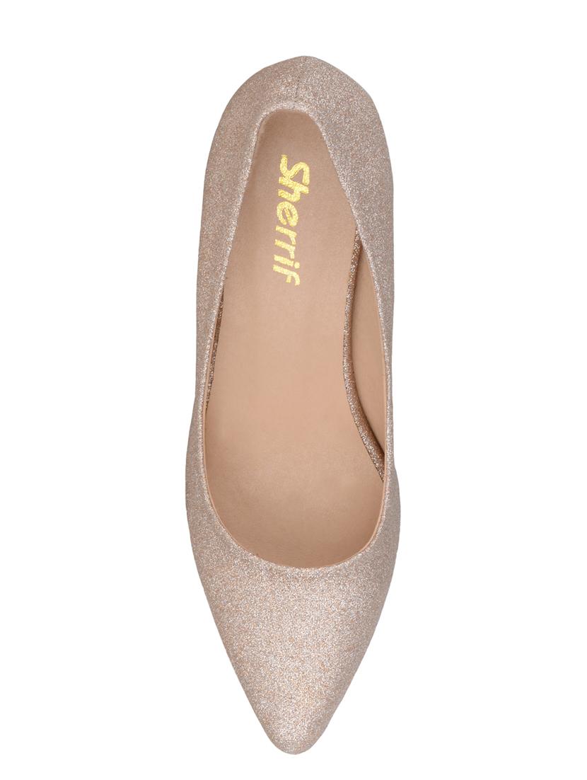 gold faux leather slip on pumps - 15181033 - Zoom Image - 4