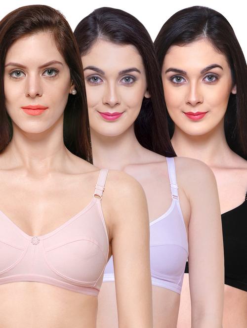 Set of 3 multi colored solid bras - 15181669 - Standard Image - 1