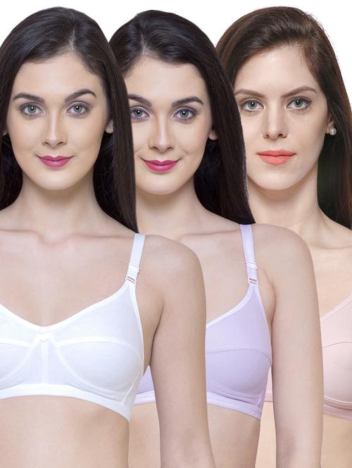 Set of 3 multi colored solid bras - 15181671 - Standard Image - 1