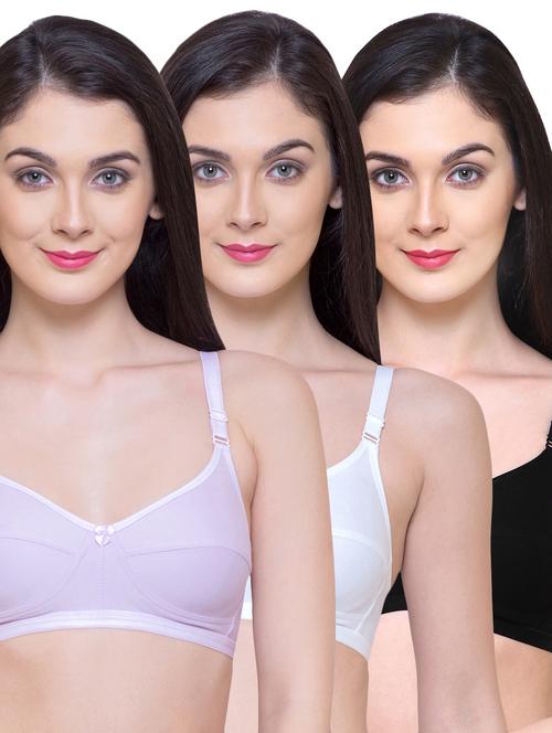 Set of 3 multi colored solid bras - 15181673 - Standard Image - 1
