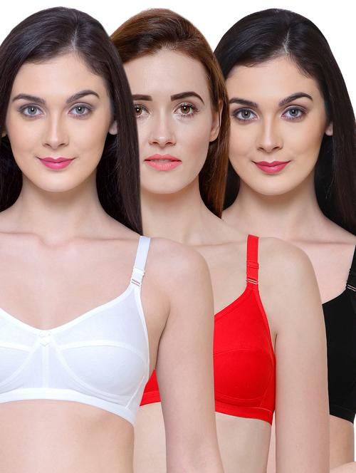 Set of 3 multi colored solid bras - 15181674 - Standard Image - 1