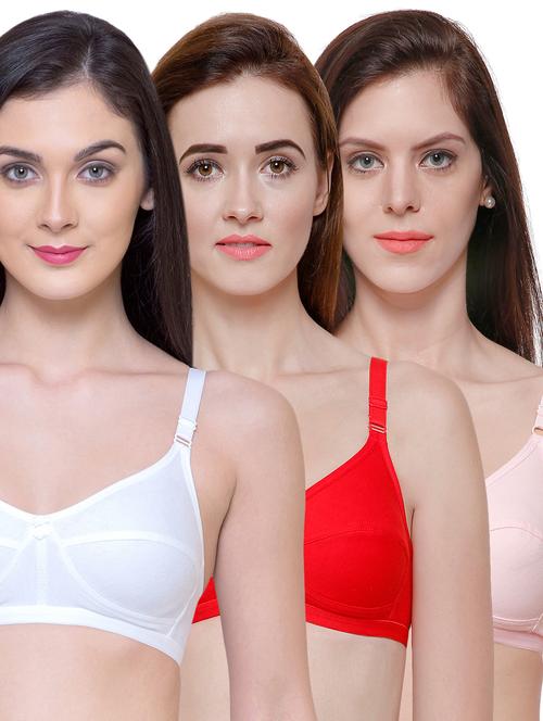 Set of 3 multi colored solid bras - 15181676 - Standard Image - 1