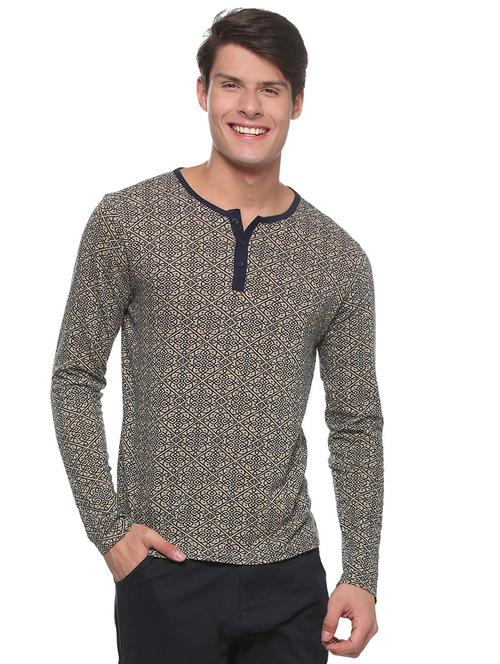 blue cotton all over print t-shirt - 15182057 - Standard Image - 1