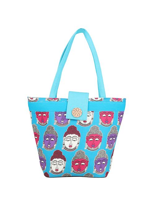 blue jute printed tote - 15182879 - Standard Image - 1