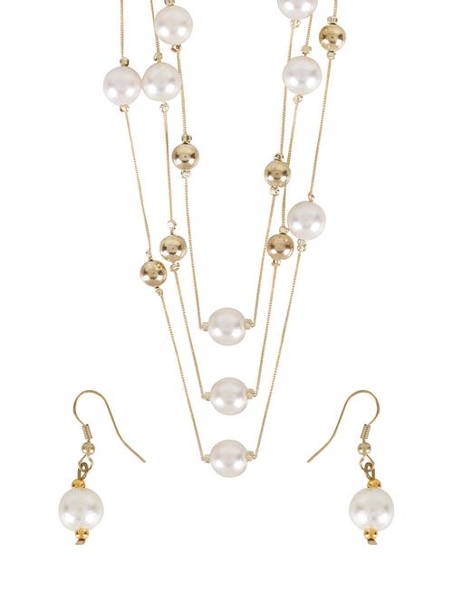 white metal necklaces and earring - 15182885 - Standard Image - 1