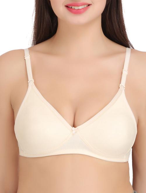beige solid cotton t-shirt bra - 15182911 - Standard Image - 1
