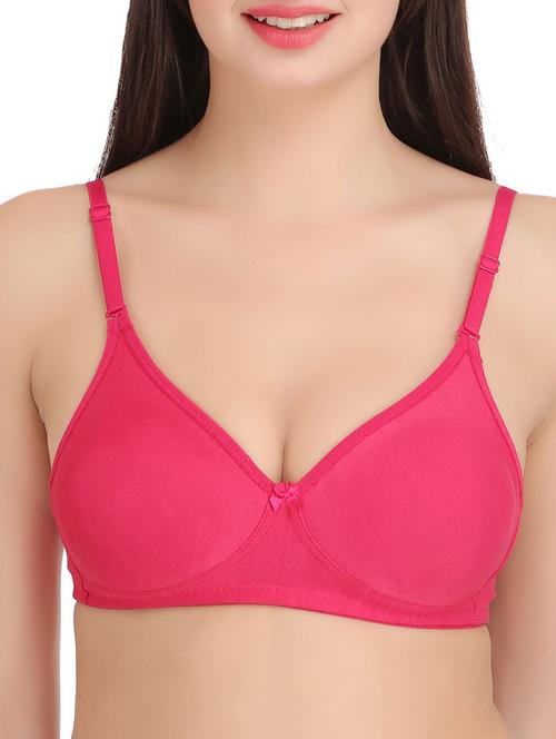 pink solid cotton t-shirt bra - 15182913 - Standard Image - 1