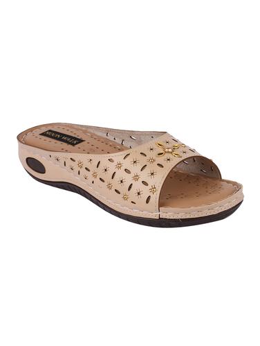 beige leatherette slippers - 15183758 - Very Small Image - 1