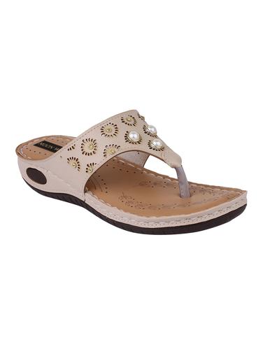 beige leatherette slippers - 15183759 - Very Small Image - 1