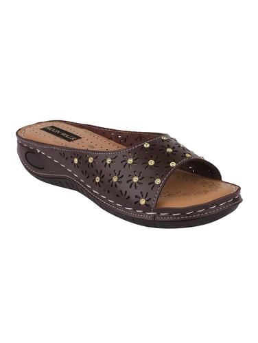 brown leatherette slippers - 15183761 - Very Small Image - 1
