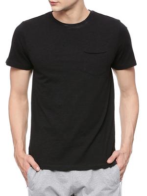 black cotton pocket t-shirt - 15183813 - Standard Image - 1
