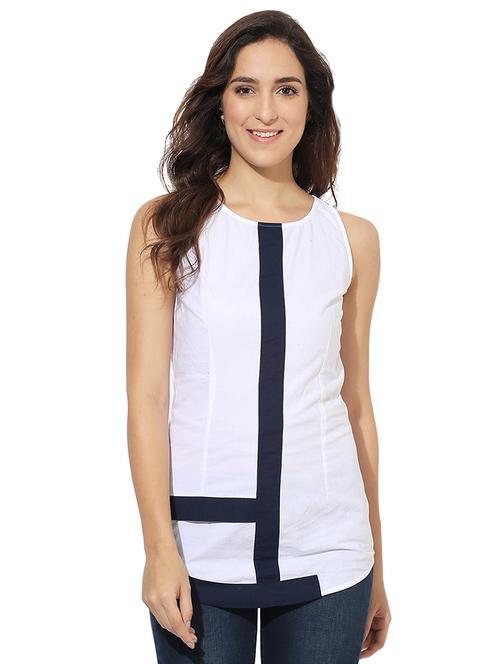 white cotton straight tunic - 15183976 - Very Small Image - 1
