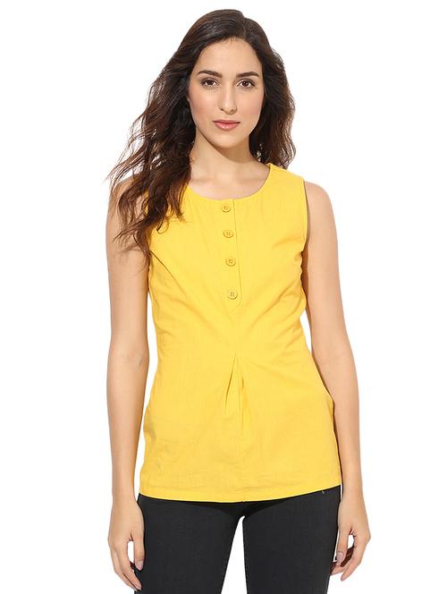 yellow solid cotton tunic - 15183979 - Very Small Image - 1