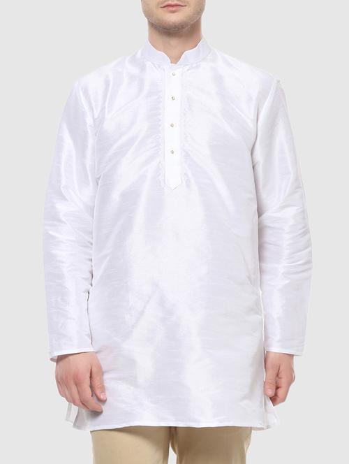 white dupion short kurta - 15185342 - Standard Image - 1