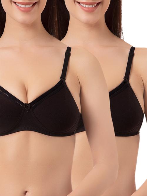 set of 2 black solid lycra bra - 15186549 - Standard Image - 1