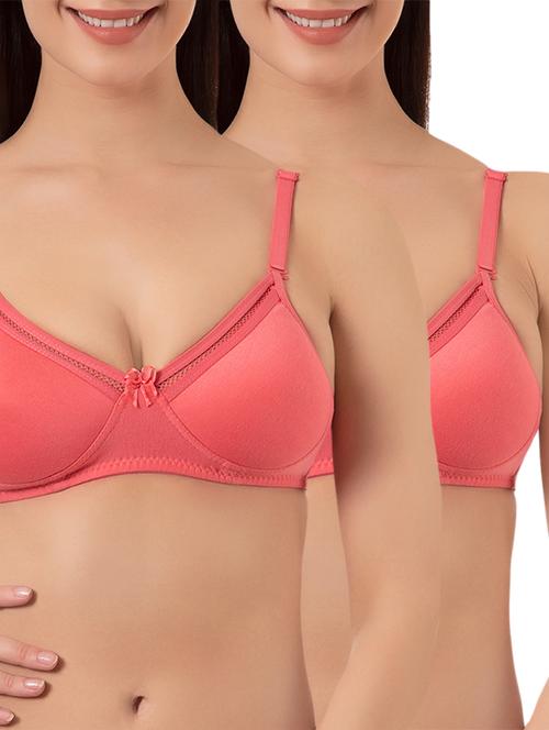 Set of 2 pink solid lycra bra - 15186550 - Standard Image - 1