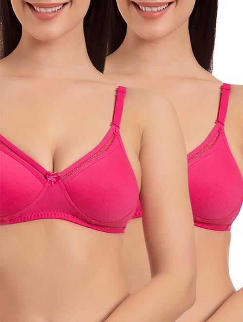 set of 2 pink solid lycra bra - 15186551 - Standard Image - 1