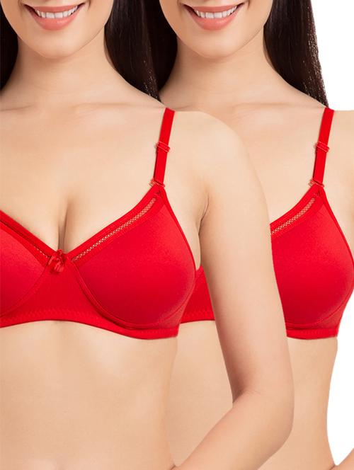 set of 2 red solid lycra bra - 15186552 - Standard Image - 1