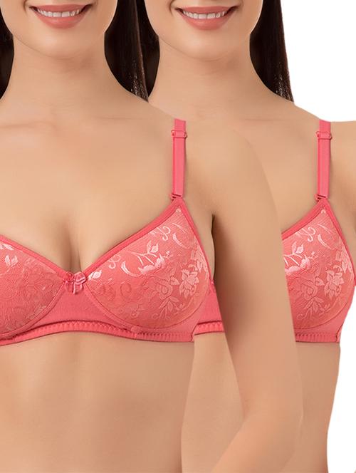 Set of 2 pink solid t-shirt bra - 15186555 - Standard Image - 1