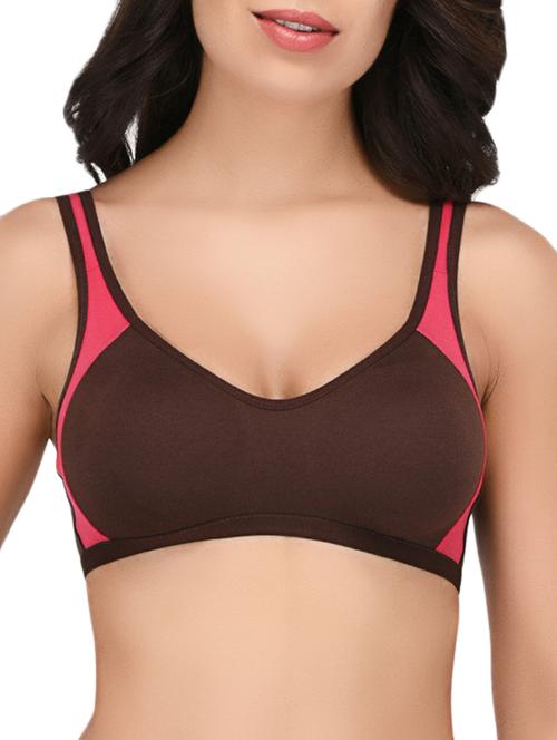 brown solid hosery bra - 15186599 - Standard Image - 1