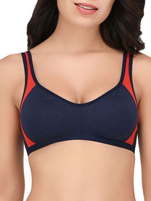 navy blue solid hosery bra - 15186600 - Standard Image - 1
