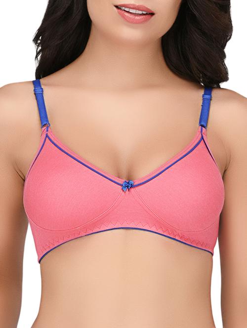 pink solid hosery bra - 15186601 - Standard Image - 1