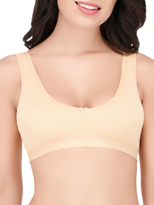 beige solid hosery bra - 15186605 - Standard Image - 1
