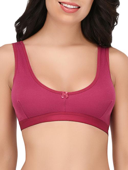 Purple solid hosery sports bra - 15186607 - Standard Image - 1