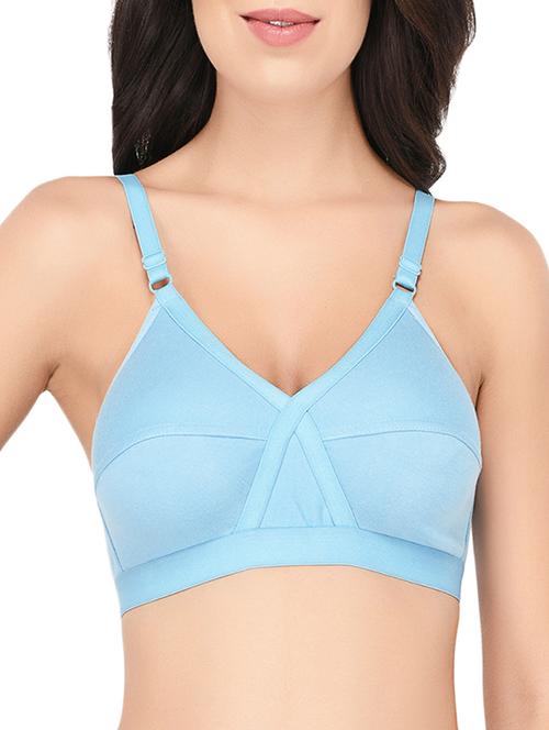 blue solid hosery bra - 15186619 - Standard Image - 1