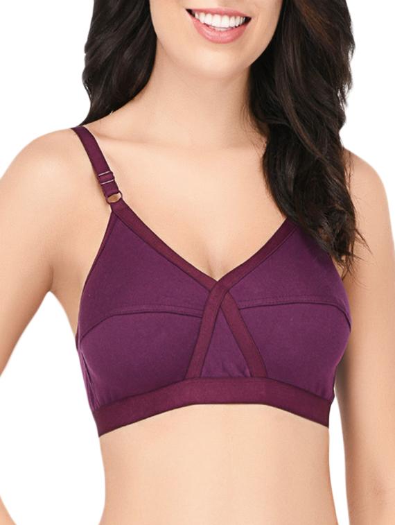 purple solid hosery bra