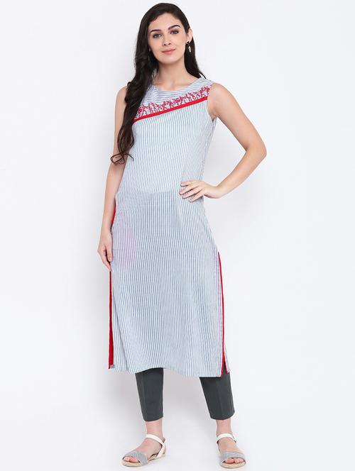 Printed stripes kurta with pant set - 15186818 - Standard Image - 1