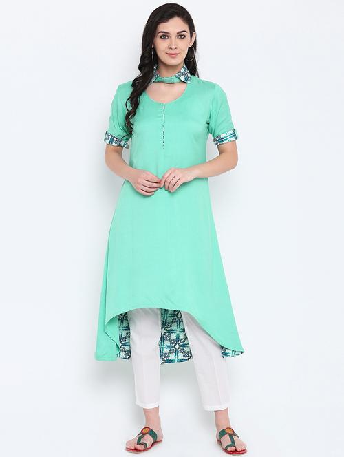 High-low kurta with pant - 15186819 - Standard Image - 1