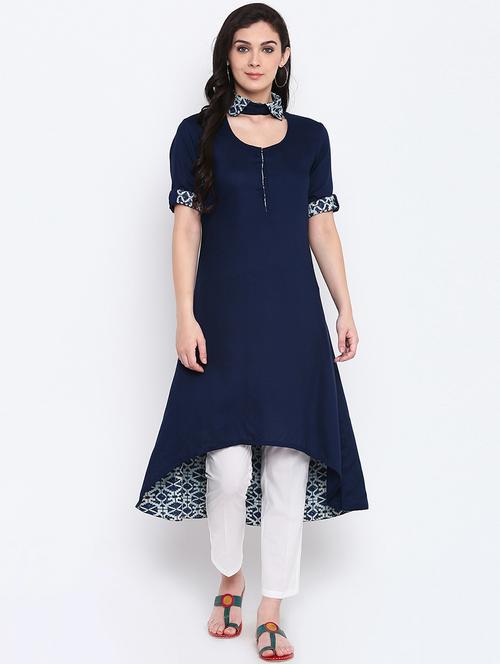 Shirt collar kurta with pant set - 15186820 - Standard Image - 1
