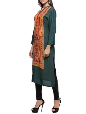 green viscose straight kurta - 15186912 - Standard Image - 2
