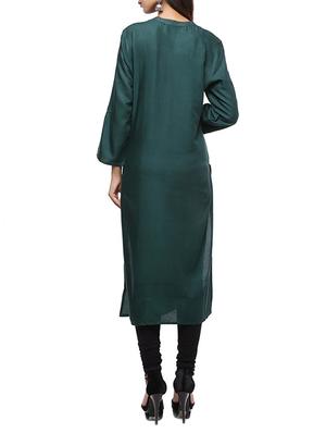 green viscose straight kurta - 15186912 - Standard Image - 3