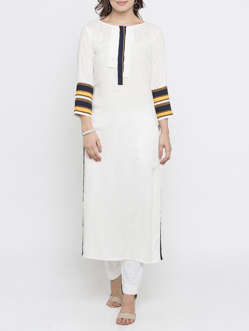 white rayon straight kurta - 15187012 - Standard Image - 1