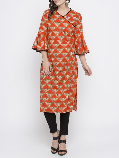 Bell sleeves geometrical kurta - 15187030 - Standard Image - 1