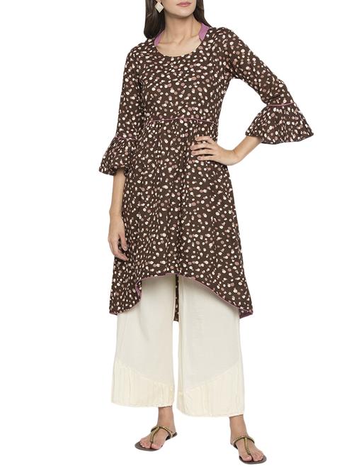 High low bell sleeves kurta - 15187034 - Standard Image - 1