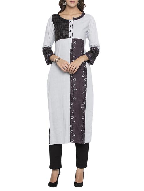 white rayon straight kurta - 15187041 - Standard Image - 1