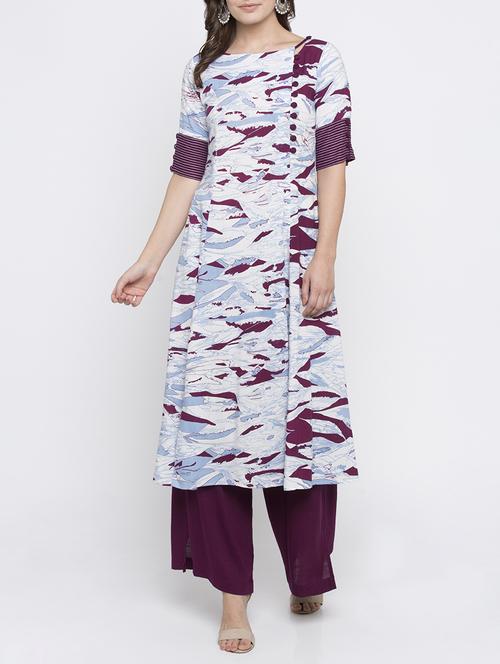 white rayon a-line kurta - 15187045 - Standard Image - 1