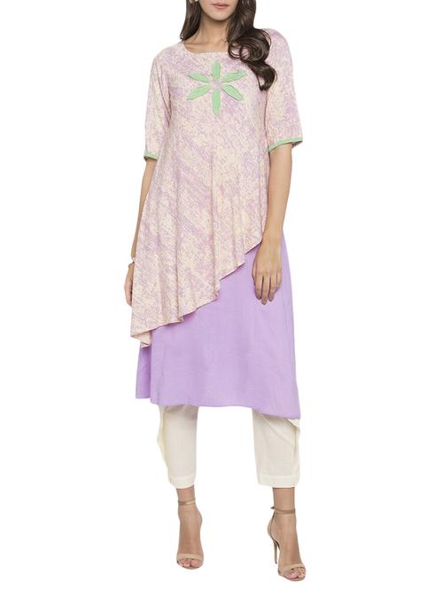 Pink rayon a-line kurta - 15187063 - Very Small Image - 1