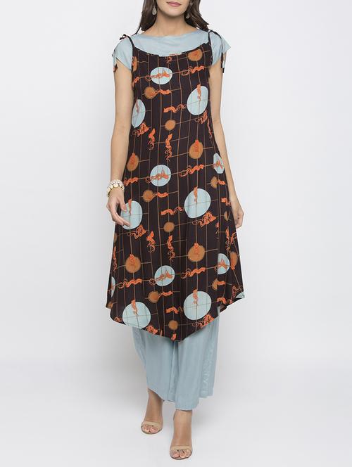 asymmetric printed kurta - 15187087 - Standard Image - 1