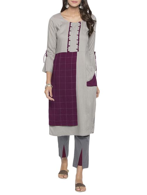 straight patch pockets kurta - 15187102 - Standard Image - 1