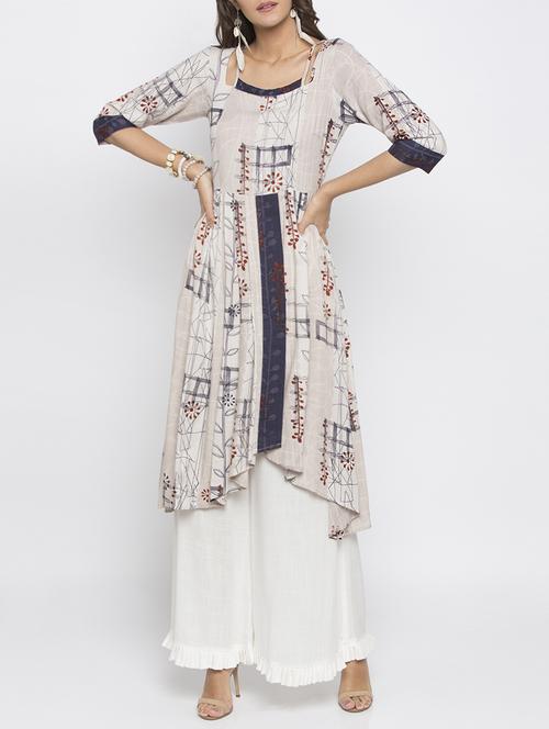asymmetric printed kurta - 15187109 - Standard Image - 1