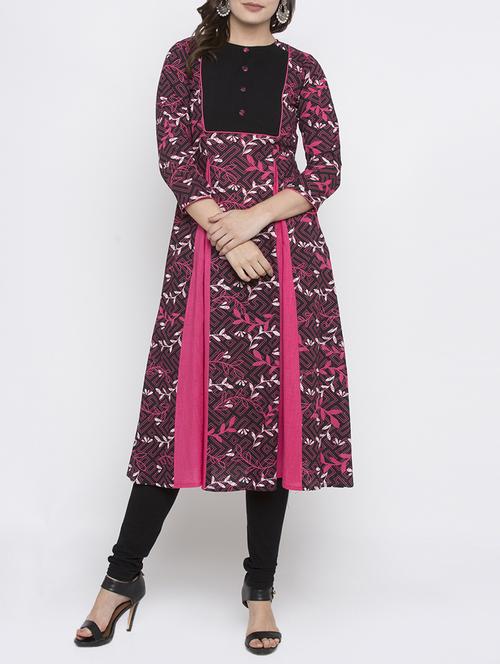 pink cotton a-line kurta - 15187111 - Standard Image - 1