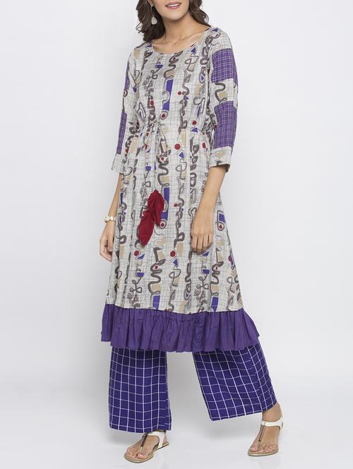 A-line frilled kurta - 15187124 - Standard Image - 1