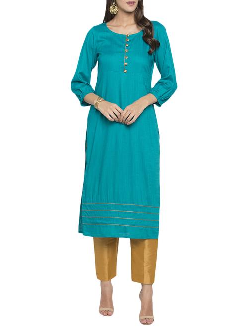straight solid kurta - 15187138 - Standard Image - 1