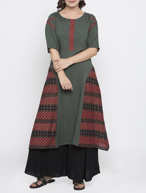 a-line printed kurta - 15187154 - Standard Image - 1